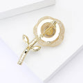 Gold-Tone Crystal Rose Stem Brooch With Faux Pearl Center view 4