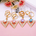 Jeweled Letter V Keychains in White Pink Blue and Purple view 2
