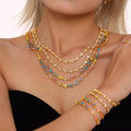 Zircon Heart Link Necklace Bracelet Gold Steel Multicolor view 2