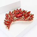 Large Crystal Wheat Spray Brooch with Faceted Stones view 3