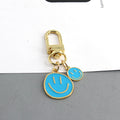 Gold Tone Double Smiley Face Charm Clip Keychains in Six Colors view 4