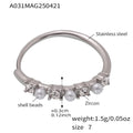Open Stack Rings Zircon Pearl Flower Heart Leaf Gold Steel view 6