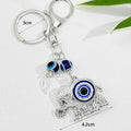Evil Eye Elephant Heart Butterfly Charm Keychain with Blue Beads view 2