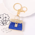 Rhinestone Handbag Keychain Gold Clasp Marble Enamel Colors view 2