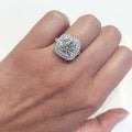 Round Cluster Halo Crystal Ring in Polished Metal Jewelry view 4
