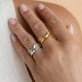 Irregular Wrinkled Texture Open Ring Gold Or Steel view 4