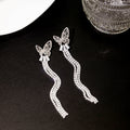 Silver Rhinestone Long Tassel Drop Earrings 11 Styles view 9