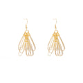 Looped Wire Fan Long Hook Earrings in Gold and Silver view 5