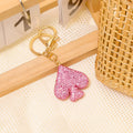 Pink Rhinestone Spade Keychain Gold Hardware Strap Options view 3