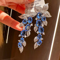 Red Crystal Leaf Cascade Drop Earrings Jewelry Accessory view 3