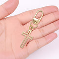 Gold Open Cross Lobster Clasp Metal Charm Keychain view 4