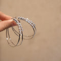Layered Crystal Hoop Clip On Earrings In Gold And Silver view 6