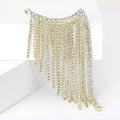Crystal Chain Fringe Brooch in Gold or Silver Tone view 4
