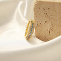 Gold Triple-Row Open Adjustable Ring Blue Red Crystal Pavé view 2