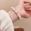 White Irregular Shell Chip Stretch Beaded Bracelet view 3