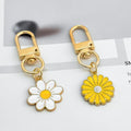 Enamel Mushroom Rose Heart Bear Daisy Charm Keychain in Gold Tone Alloy view 4