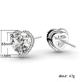 Silver Heart Halo Clear CZ Pavé Stud Earrings Metal view 5