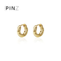 Textured Molten Metal Huggie Hoop Earrings Gold Silver Tone view 2
