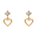 Mini Open Heart CZ Stud Drop Earrings Gold Silver Tones view 5
