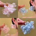 Sheer Hydrangea Flower Hoop Earrings Fashion Jewelry Accessory view 1