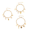 Gold Stainless Steel Bead Charm Bracelets Heart Star Bell Drop view 5