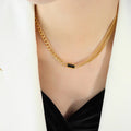 Double Curb Chain Rectangle Zircon Necklace Bracelet Set view 12