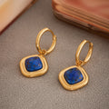 Crystal Heart and Blue Kyanite Drop Hoop Earrings in Four Styles view 3