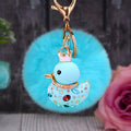 Jeweled Duck Keychains with Pom Pom and Plain Color Options view 9