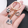 Black White Handbag Heart and Jacket Metal Keychain Set view 3