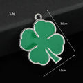 Green Enamel Four-Leaf Clover Charm Pendant Silver-Tone Three Styles view 3