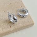 Silver-Tone Thick Hoop Earrings With Star Crystal Accents view 4