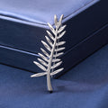 Polished Metal Leaf Frond Brooch Silver and Gold Tone view 4