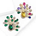 Crystal Peacock Brooch with Fan Tail in Two Colorways view 2