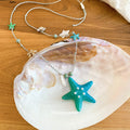 Turquoise Starfish And Shell Beaded Pendant Necklace view 4