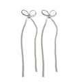 Silver Tone Bow and Long Chain Drop Earrings Decorative Jewelry view 5