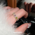 Gold Tone Open Multicolor Cushion Stone Halo Band Ring view 1