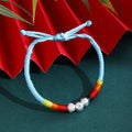 Eleven Color Adjustable Woven Cord Silver Bead Bracelets view 11
