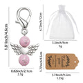 Pink Cross Bead Angel Keychain Silver Clasp Six Wing Styles view 2