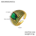 Gold Open Pave Ring Square Glass Stone Purple Pink Green Clear view 9