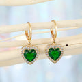 Gold Tone Heart Crystal Halo Huggie Drop Earrings in Two Colors view 3