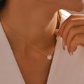 Gold Herringbone Snake Chain and Heart Zircon Pendant Necklace view 3