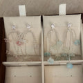 Pastel Bell Flower Chain Drop Earrings in Two Colors view 4