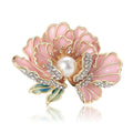 Scalloped Enamel Peony Brooch in Four Colors With Pearl view 5