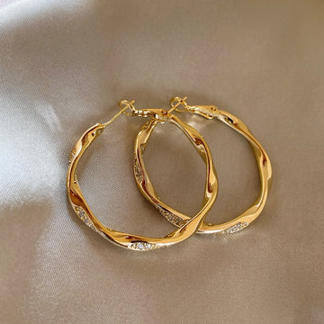 Textured Hoop Earrings in Silver and Gold Tone Statement Jewelry Design