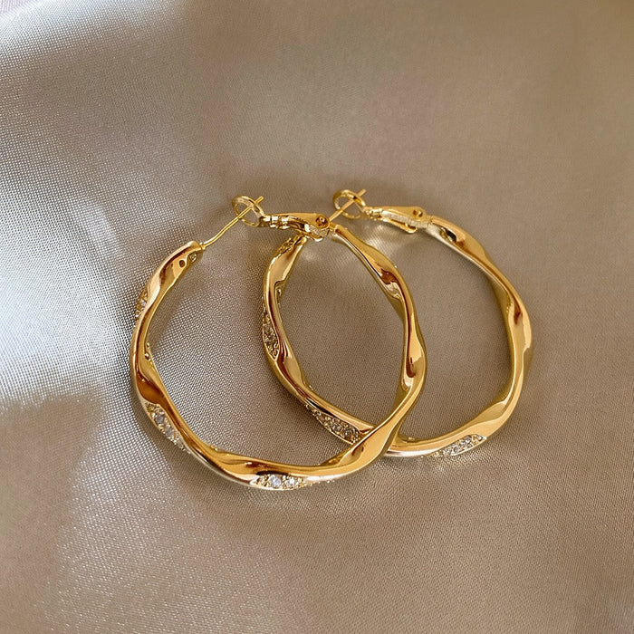 Textured Hoop Earrings in Silver and Gold Tone Statement Jewelry Design