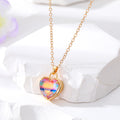 Gold Tone Iridescent Faceted Heart Pendant Necklaces in Six Colors view 6