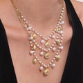 Pearl and Shell Charm Necklace in Gold or Silver Tone view 1
