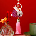 Full Crystal Rabbit Keychains in Five Colors with Matching Tassels view 5