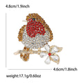 Crystal Robin Bird Brooch On White Flower Branch Decorative Lapel Pin view 4