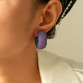 C Shape Polka Dot Resin Hoop Earrings In Three Colors view 3